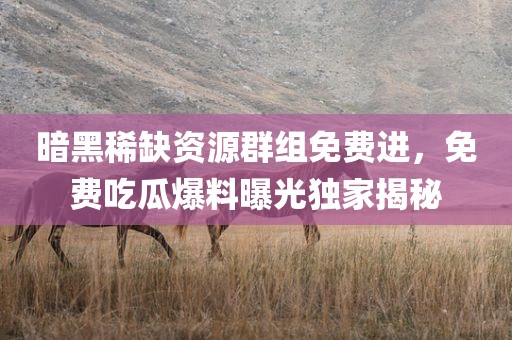 暗黑稀缺资源群组免费进，免费吃瓜爆料曝光独家揭秘