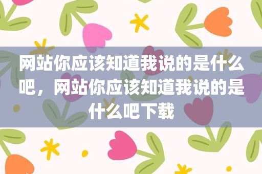网站你应该知道我说的是什么吧，网站你应该知道我说的是什么吧下载