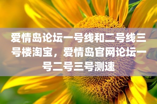 爱情岛论坛一号线和二号线三号楼淘宝，爱情岛官网论坛一号二号三号测速