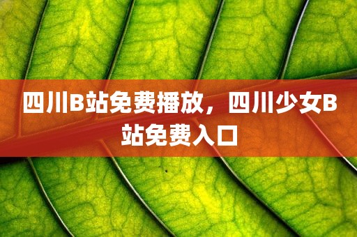 四川B站免费播放，四川少女B站免费入口