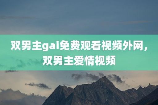 双男主gai免费观看视频外网，双男主爱情视频