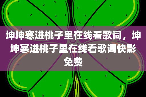 坤坤寒进桃子里在线看歌词，坤坤寒进桃子里在线看歌词快影免费