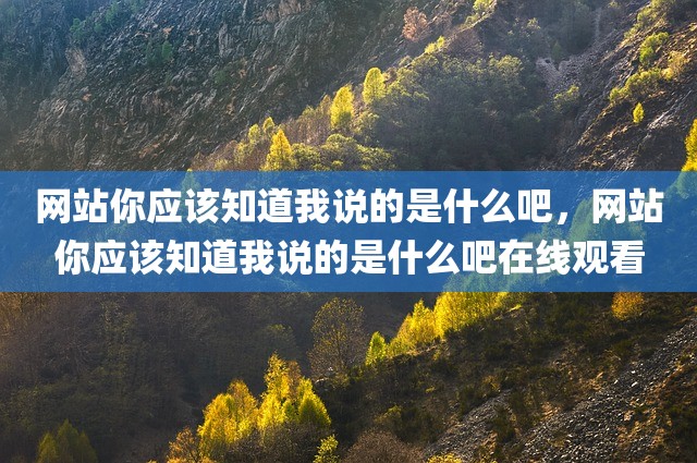 网站你应该知道我说的是什么吧，网站你应该知道我说的是什么吧在线观看