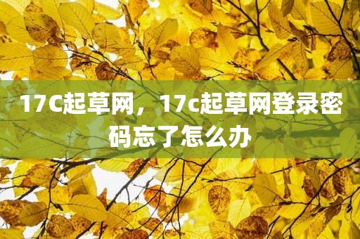 17C起草网，17c起草网登录密码忘了怎么办