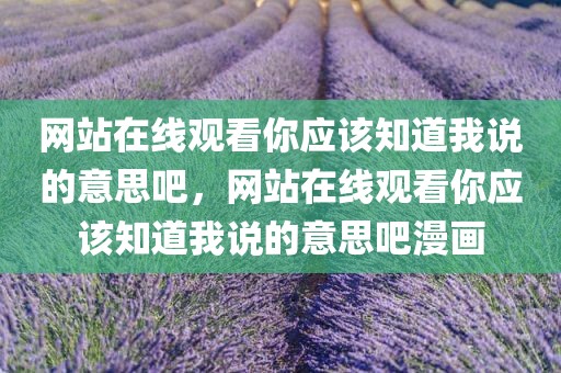 网站在线观看你应该知道我说的意思吧，网站在线观看你应该知道我说的意思吧漫画
