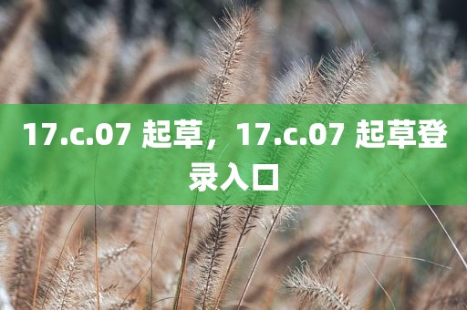 17.c.07 起草，17.c.07 起草登录入口