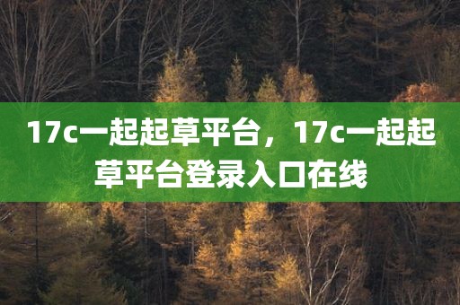 17c一起起草平台，17c一起起草平台登录入口在线