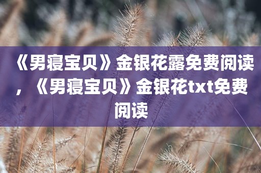 《男寝宝贝》金银花露免费阅读，《男寝宝贝》金银花txt免费阅读