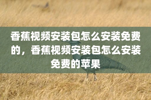 香蕉视频安装包怎么安装免费的，香蕉视频安装包怎么安装免费的苹果