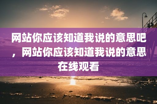 网站你应该知道我说的意思吧，网站你应该知道我说的意思在线观看