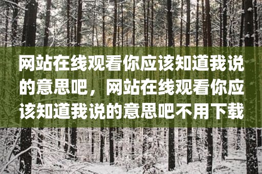 网站在线观看你应该知道我说的意思吧，网站在线观看你应该知道我说的意思吧不用下载