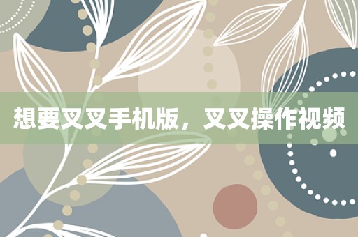 想要叉叉手机版，叉叉操作视频