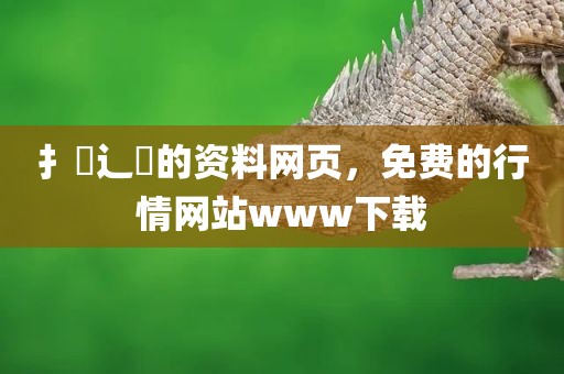 扌喿辶畐的资料网页，免费的行情网站www下载