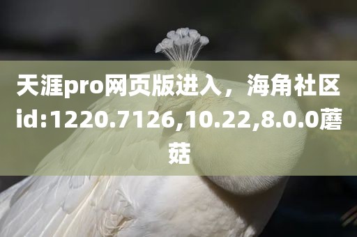 天涯pro网页版进入，海角社区id:1220.7126,10.22,8.0.0蘑菇