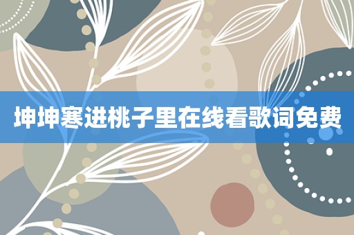 坤坤寒进桃子里在线看歌词免费
