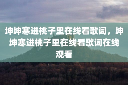坤坤寒进桃子里在线看歌词，坤坤寒进桃子里在线看歌词在线观看