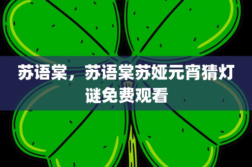 苏语棠，苏语棠苏娅元宵猜灯谜免费观看