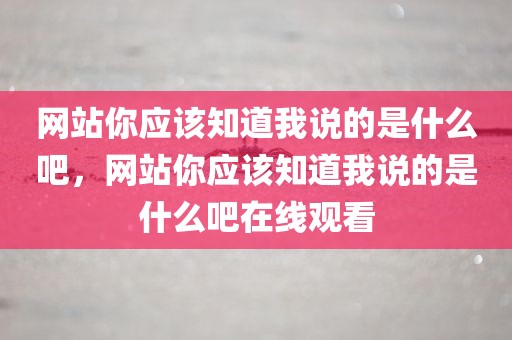 网站你应该知道我说的是什么吧，网站你应该知道我说的是什么吧在线观看