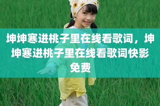 坤坤寒进桃子里在线看歌词，坤坤寒进桃子里在线看歌词快影免费