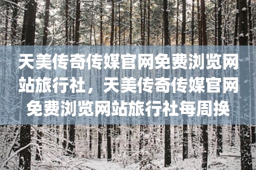 天美传奇传媒官网免费浏览网站旅行社，天美传奇传媒官网免费浏览网站旅行社每周换