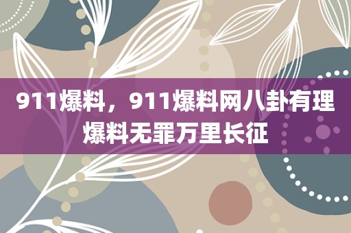 911爆料，911爆料网八卦有理爆料无罪万里长征
