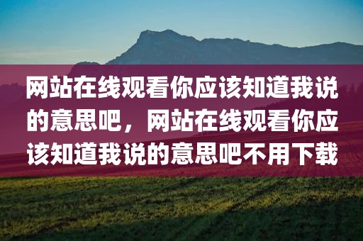网站在线观看你应该知道我说的意思吧，网站在线观看你应该知道我说的意思吧不用下载
