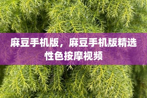 麻豆手机版，麻豆手机版精选性色按摩视频