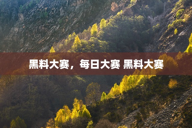 黑料大赛，每日大赛 黑料大赛