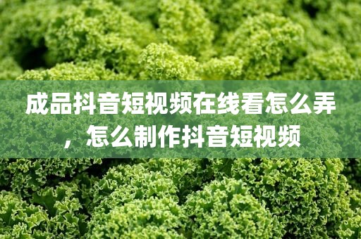 成品抖音短视频在线看怎么弄，怎么制作抖音短视频