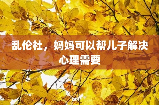 乱伦社，妈妈可以帮儿子解决心理需要