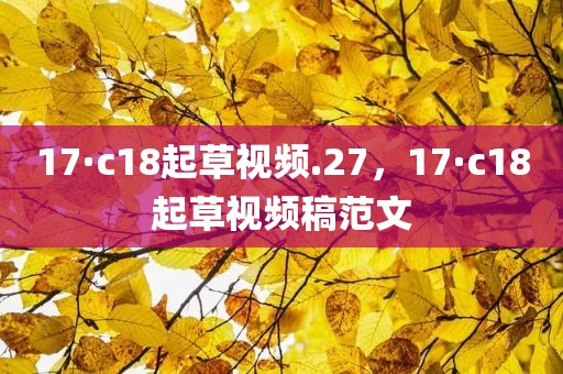 17·c18起草视频.27，17·c18起草视频稿范文