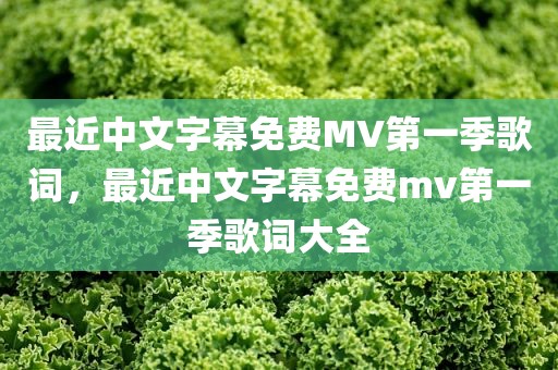 最近中文字幕免费MV第一季歌词，最近中文字幕免费mv第一季歌词大全
