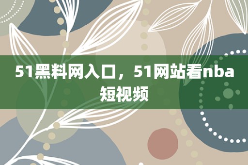 51黑料网入口，51网站看nba短视频