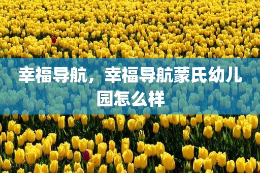幸福导航，幸福导航蒙氏幼儿园怎么样