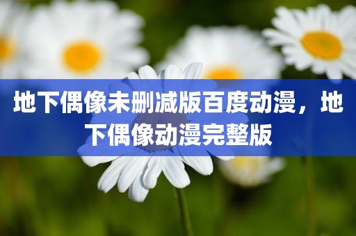 地下偶像未删减版百度动漫，地下偶像动漫完整版