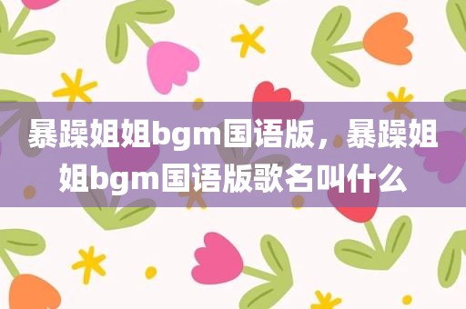 暴躁姐姐bgm国语版，暴躁姐姐bgm国语版歌名叫什么