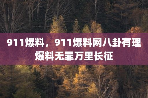 911爆料，911爆料网八卦有理爆料无罪万里长征