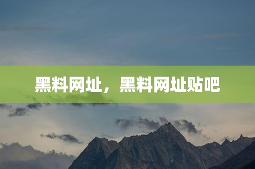 黑料网址，黑料网址贴吧