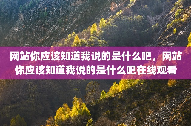 网站你应该知道我说的是什么吧，网站你应该知道我说的是什么吧在线观看