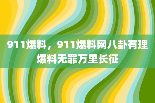 911爆料，911爆料网八卦有理爆料无罪万里长征