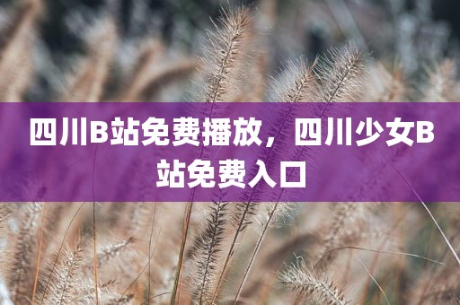 四川B站免费播放，四川少女B站免费入口