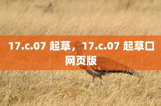 17.c.07 起草，17.c.07 起草口网页版