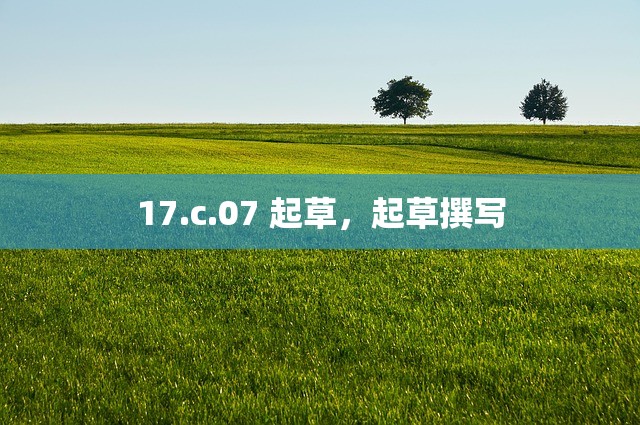 17.c.07 起草，起草撰写