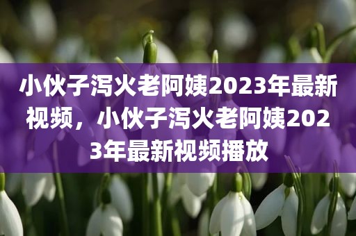 小伙子泻火老阿姨2023年最新视频，小伙子泻火老阿姨2023年最新视频播放