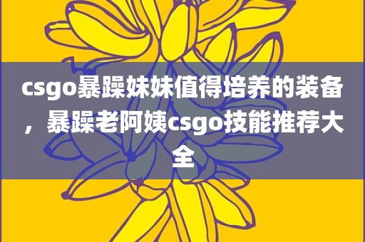 csgo暴躁妹妹值得培养的装备，暴躁老阿姨csgo技能推荐大全
