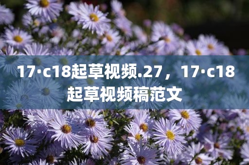 17·c18起草视频.27，17·c18起草视频稿范文