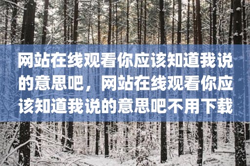 网站在线观看你应该知道我说的意思吧，网站在线观看你应该知道我说的意思吧不用下载