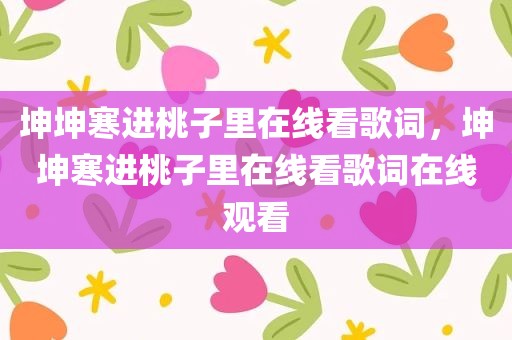坤坤寒进桃子里在线看歌词，坤坤寒进桃子里在线看歌词在线观看