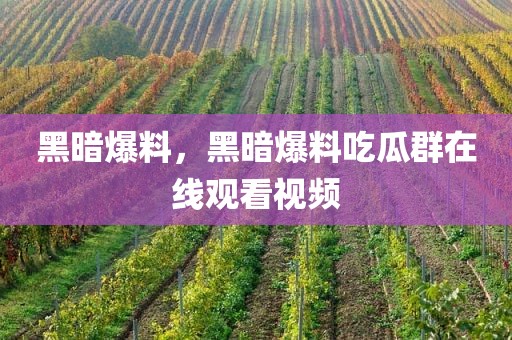 黑暗爆料，黑暗爆料吃瓜群在线观看视频
