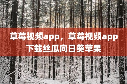 草莓视频app，草莓视频app下载丝瓜向日葵苹果